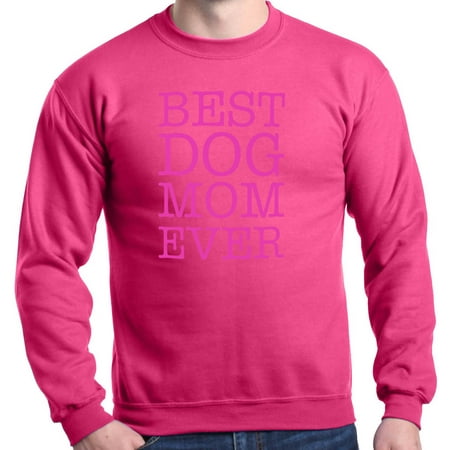 Shop4Ever Men's Best Dog Mom Ever Pink Crewneck