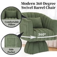 thumbnail image 5 of CRERIYO 360° Swivel Accent Chair Set of 2, Cloud Velvet Upholstered Barrel Seat with a Pillow, Round Lounge Seating for Living Room, Green, 5 of 6
