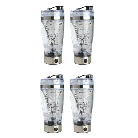 

4X 450Ml Electric Protein Shaker USB Shaker Bottles Milk Coffee Blender Water Bottle Movement Vortex Tornado Smart Mixer