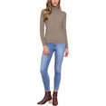 thumbnail image 2 of INSPIRE CHIC Mock Neck Sweater for Women's  Long Sleeve Ribbed Knit Pullover Top XS Coffee, 2 of 6