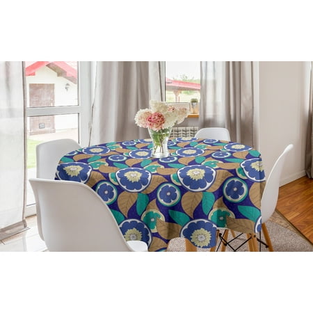 

Fruit Round Tablecloth Multicolored Lemon Slices and Leaves Patterns Lime and Foliage Motifs Circle Table Cloth Cover for Dining Room Kitchen Decor 60 Indigo Dark Seafoam Camel by Ambesonne