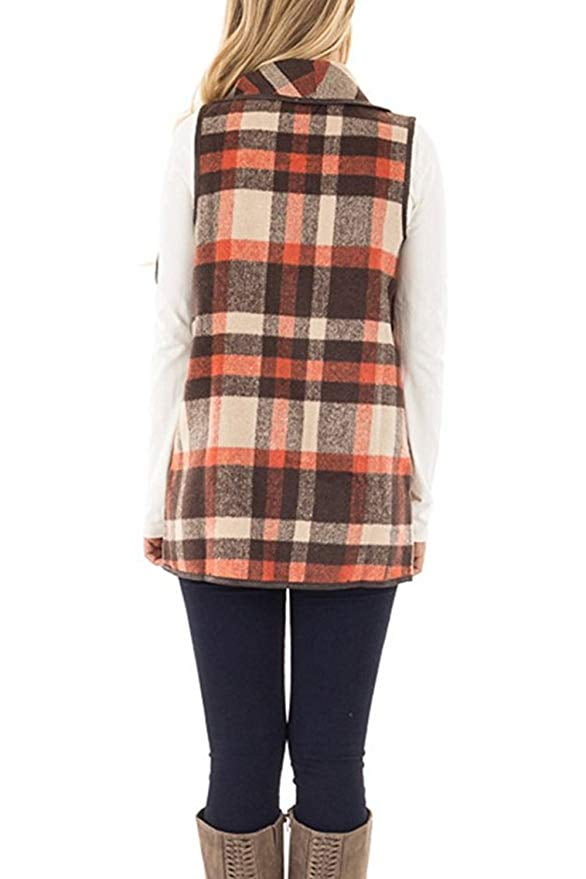 buffalo plaid sleeveless cardigan