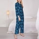 thumbnail image 3 of Fotbe Stingray Conjunto de Pijama de Manga Larga para Mujer con Estampado, Ropa de Dormir de 2 Piezas, Conjunto de Casa Suave y Cómodo con Bolsillos-Small, 3 of 7