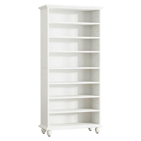 Spaco 9-Tier Bookcase Wood Bookshelf with LED Lighting & Solid Wood Legs, Sturdy Bookcase for Indoor as Home, White