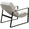 thumbnail image 4 of 27 Inch Modern Accent Chair Crisp White Soft Linen Fabric Sling Chair, 4 of 4