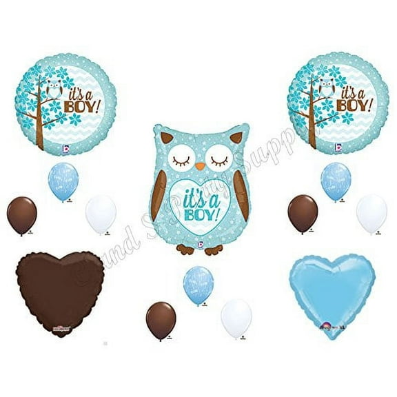 Baby Boy Owl Shower Balloons Decorations Supplies