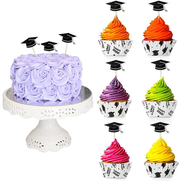 200 Pieces Graduation Cupcake Liners and Picks Congrats Grad and