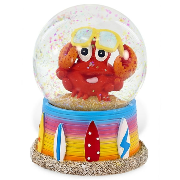 CoTa Global Bach Crab Snow Globe Decor - Elegant Pink Sparkle Glitter Inside The Snow Globe Figure, Animal Figurines for Kids and Adults, Collectible Snow Globes for Birthday, Christmas - 65 mm