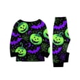 thumbnail image 4 of Halloween Pajamas, Halloween Matching Family Pajamas Green Pumpkin Bat Print Long Sleeve 2Pcs Pj Set Soft Sleepwear Nightwear Loungewear Holiday Party Costume Festive Cool Spooky Season for Family, 4 of 7