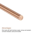 thumbnail image 3 of Uxcell 5mm Dia. 250mm Length Solid Copper Round Rod Lathe Bar Stock for DIY Craft, 3 of 4