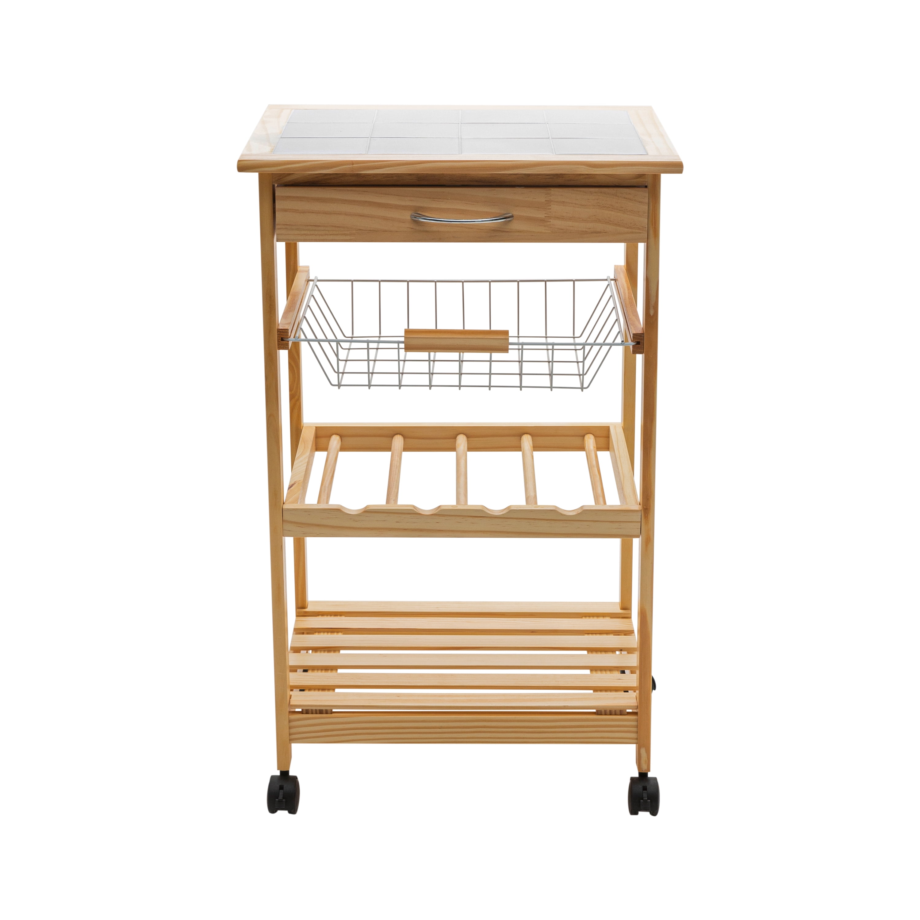 Neu Home Rolling Kitchen Cart with Ceramic Countertop