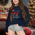 thumbnail image 2 of Otqutp Girls Fall and Winter Christmas Print Casual Round Neck Long Sleeve Sweater Pullovers Sweaters Kids Fall Shirt Thanksgiving Outfit (Navy,18-24 Months), 2 of 4