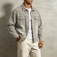 thumbnail image 2 of Nmnitkp Men's Loose Fit Denim Jacket Vintage Washed Trucker Jacket Button‑Down Long Sleeve Casual Work Coat for Fall Street Daily Dating Outdoor Wear Khaki,XS, 2 of 8