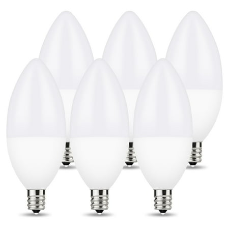 

LED E12 Candelabra Light Bulbs 6W (60W Equivalent) Daylight White 5000K Chandelier Bulbs for Table Lamp Ceiling Fan Bulb Kitchen Dimmable 6 Pack