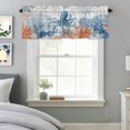 thumbnail image 3 of Ocean Octopus Window Valance for Kitchen, Summer Orange Blue Sea Animal Corals Shells Wooden Rod Pocket Short Curtain for Small Windows, Light Filtering Decorative Valance, 56 x 16 Inch, 1 Panel, 3 of 9