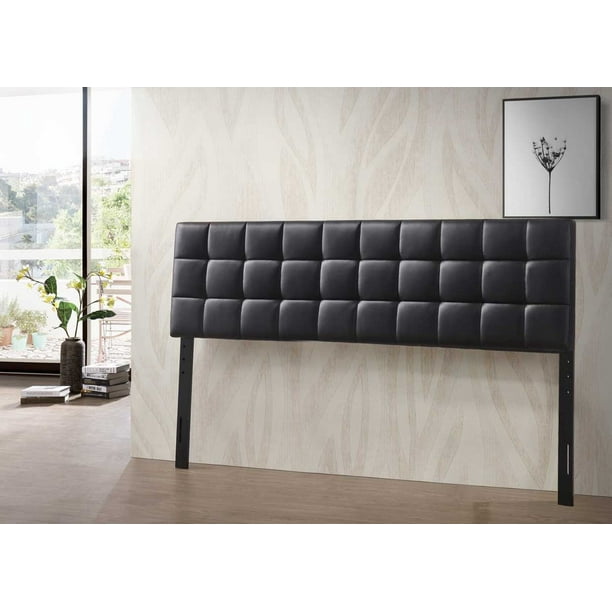 Varya Tufted Faux Leather Upholstered Panel Headboard (Brown/ Black