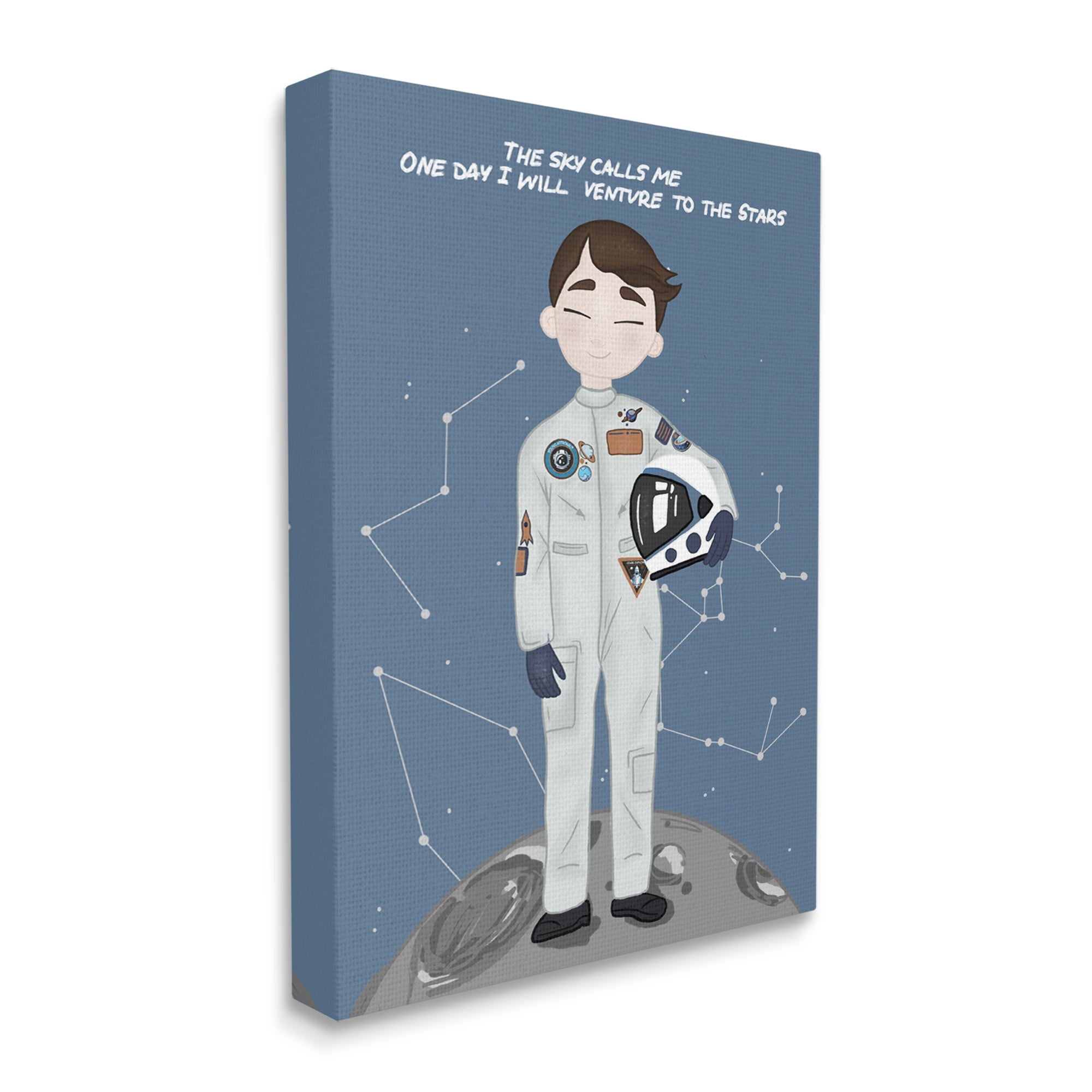 Stupell Industries One Day Venture to Stars Boy Astronaut Moon, 30 x 40,Design by Birch&Ink
