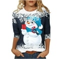 thumbnail image 2 of Women Christmas Shirts 3/4 Sleeve,Christmas Shirts for Women 3/4 Sleeve Shirt Christmas Snowman Graphic Shirt Tee Cute Xmas Holiday Shirt 2024 Trendy Clothes, 2 of 4