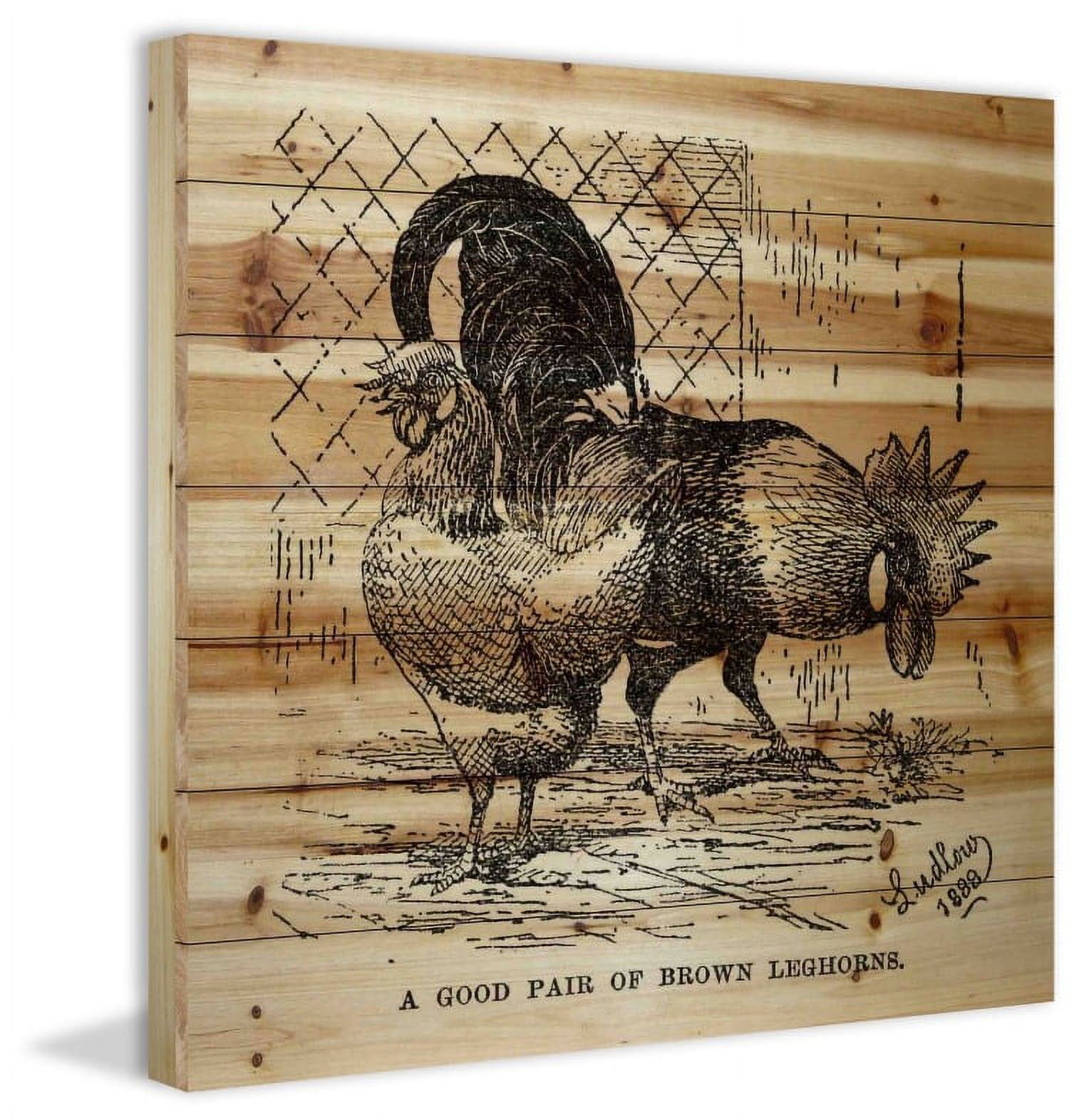 Marmont Hill "Brown Leghorns" Painting Print on Natural Pine Wood