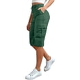 thumbnail image 2 of Womens Shorts Soft Solid Multi-Pocket High Waist Cargo Shorts for Women Black L, 2 of 9