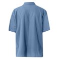 thumbnail image 4 of ELFINDEA Mens Shirts Designer Spring Summer Men's Casual Cotton Linen Solid Color Short Sleeve Shirts Loose Shirts Blue 4XL, 4 of 5