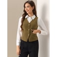 thumbnail image 2 of DARING DIVA Women's Vintage Velvet Vest Button Down Steampunk Waistcoat XL Khaki, 2 of 6
