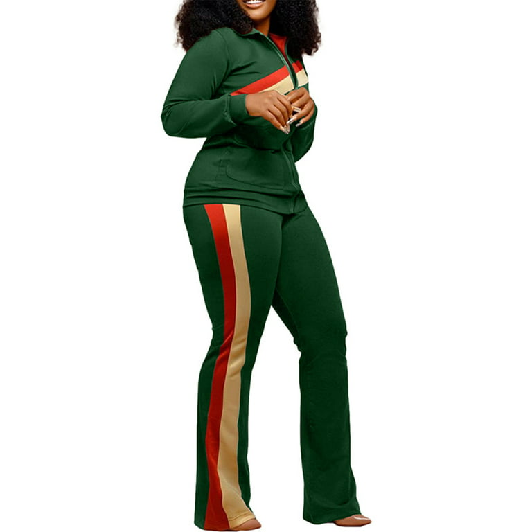 Grianlook Plus Size 2 Piece Tracksuit Set For Women Long Sleeve Sweatsuits  Zip Jogger Set With Pockets Ladies Casual Sweatpants Workout Set Green  XXXXXL 