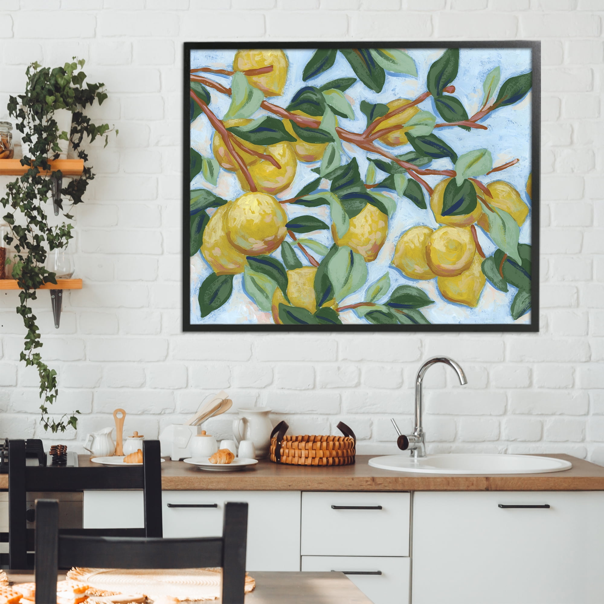 Stupell Industries Sunshine Citrus Tree Black Framed Giclee Art, design by June Erica Vess