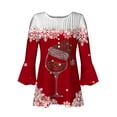 thumbnail image 4 of Fheaev Ugly Christmas Sweatshirt For Women Graphic Printed Button Down V-Neck 3/4 Sleeves T-Shirt Top Fall Holiday Pullovers Loose Tunic Blouse Top Unny Christmas Sweaters, 4 of 4