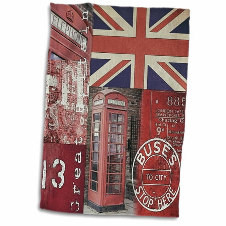 3dRose Mixed Media Illustration Great Britain With Union Jack Flag - Towel  15 by 22-inch