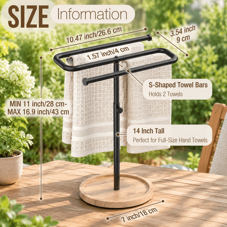 S-shape Countertop Towel Holder - Height Adjustable For Bathroom ...