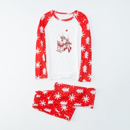 

Pajamas for Women KKCXFJX Parent-child Warm Christmas Set Printed Home Wear Pajamas Two-piece Mom Set