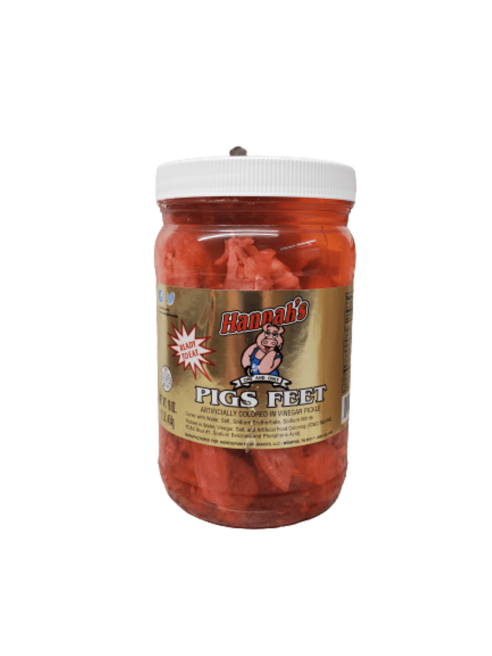 Hannah's Ready To Eat Pickled Pigs Feet 16 oz. Jar