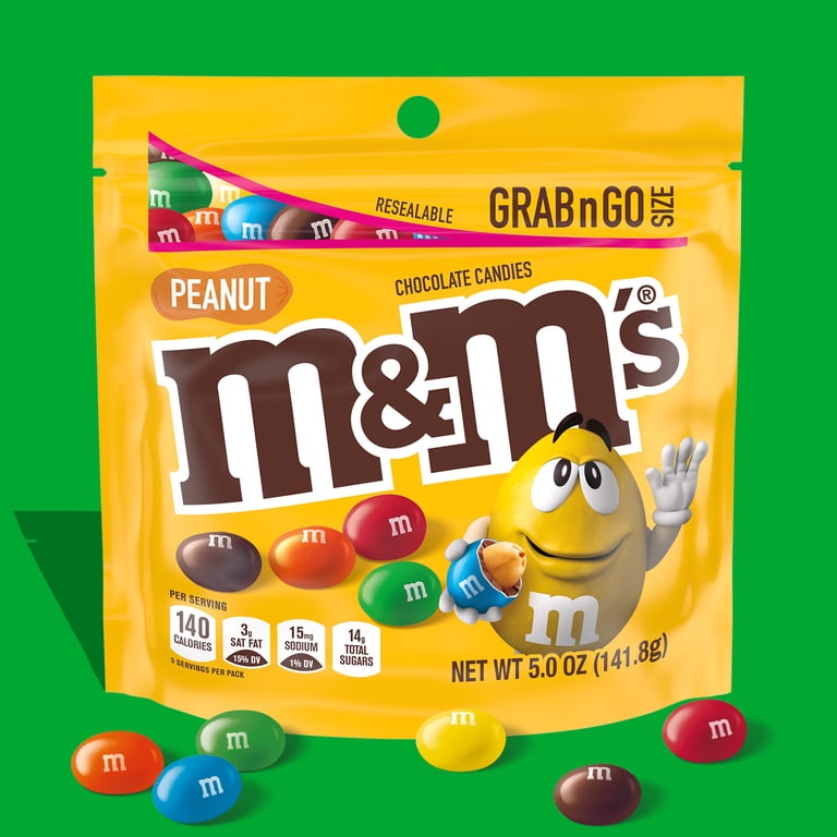 M&M's Peanut Milk Chocolate Candy, Grab N Go- 5 oz Bag - Walmart.com