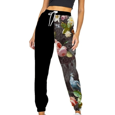 

Dadaria Cotton Boho Pants for Women Plus Size Prints Elastic Waist Trousers Long Straight Pants Sweatpants Black XS Female