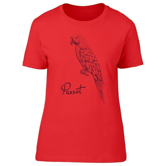 Parrot Bird Hand Drawn T-Shirt Women -Image by Shutterstock, Female Small