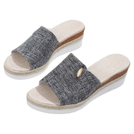 

NOKIO Breathable Slippers for Women Summer Beach Slope Heel Slippers Hollow Casual Slippers Slope Bottom Shoes Retro Sandals