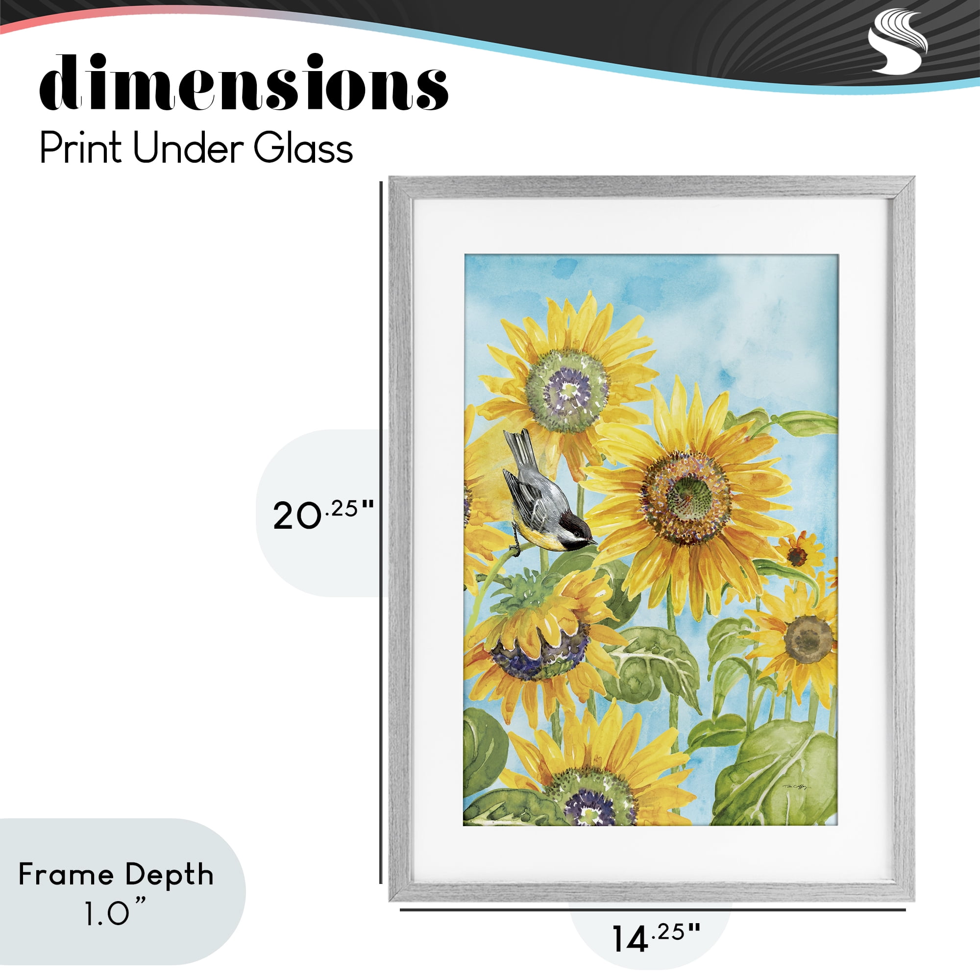 Stupell Industries Sunflower Honey Bird Gray Framed Print Under Glass, design by Tim Coffey