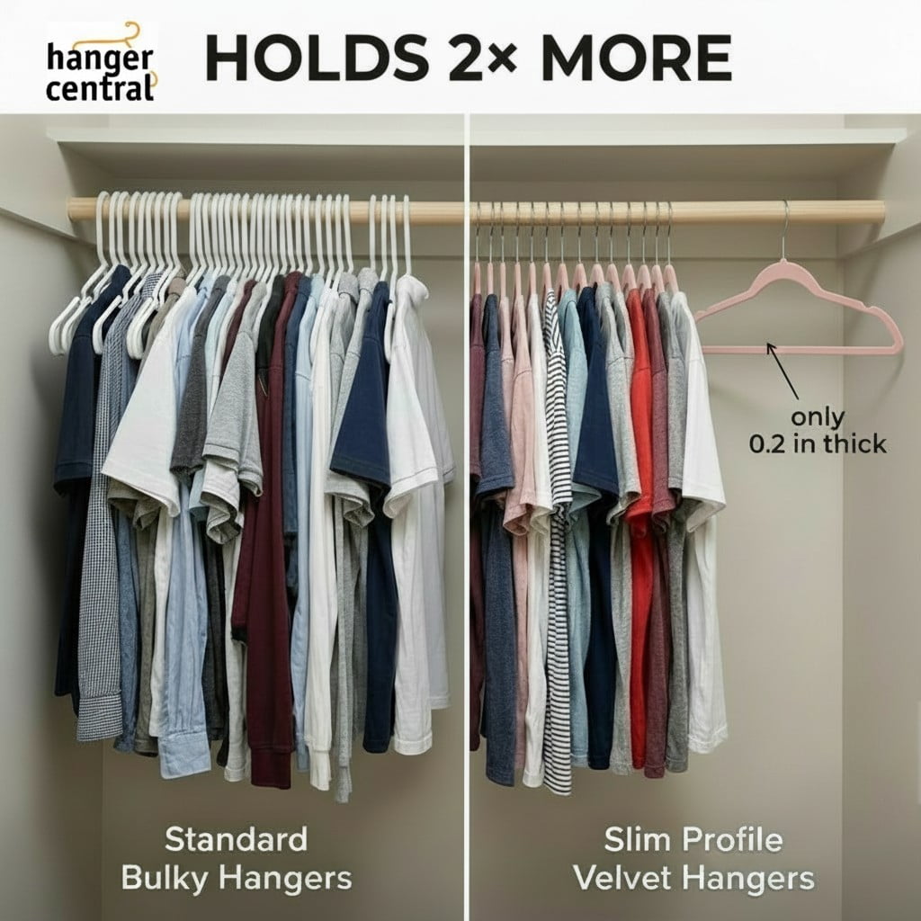 Hanger Central 25 Pack Space Saving Pink Velvet Non-Slip Hangers with Swivel Hook
