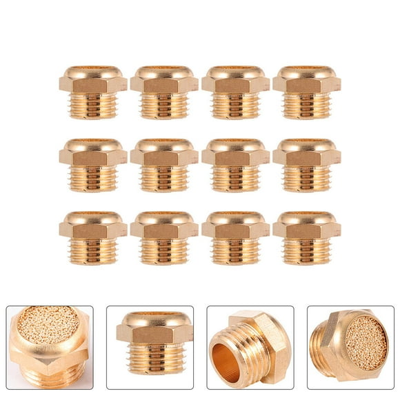 unbranded 12Pcs Round Copper Pneumatic Muffler For Industrial Use Noise Reduction pneumatic fittings