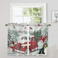 thumbnail image 3 of Skearow Rod Pocket Short Window Curtain Christmas Half Window Drapes Slot Top Kitchen Valance Xmas Cafe Tier Rod Pocket Curtain Panel Style-E 2pc-Tier Curtain: W:27.5''x H:24'', 3 of 6