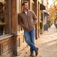 thumbnail image 6 of Men's Sweatshirt Full Zip Up Stand Collar No Hood Casual Jackets with Pockets Long Sleeve Mock Neck Fall Warm Coats, 6 of 6