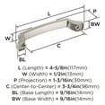 thumbnail image 6 of Amerock Bellamy 3-3/4 inch (96mm) Center-to-Center Satin Nickel Cabinet Pull, 6 of 7