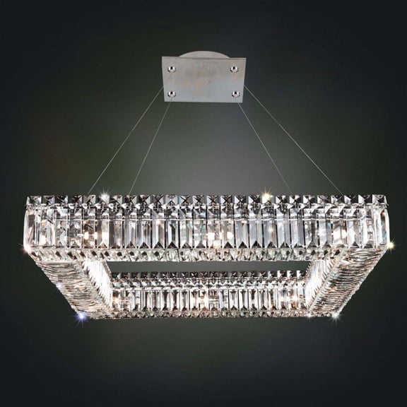 11711-010-FR001-Allegri Lighting-Quadro - Twelve Light Square Pendant   Chrome Finish with Firenze Clear Crystal