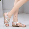 thumbnail image 3 of Ketyyh-chn99 Walking Sandals Women Comfort Slip on Shoes Slippers Wedge Sandals for Women Dressy Summer Platform Sandals Casual Low Wedges Walking Slip on Sandals Silver,6.5, 3 of 5