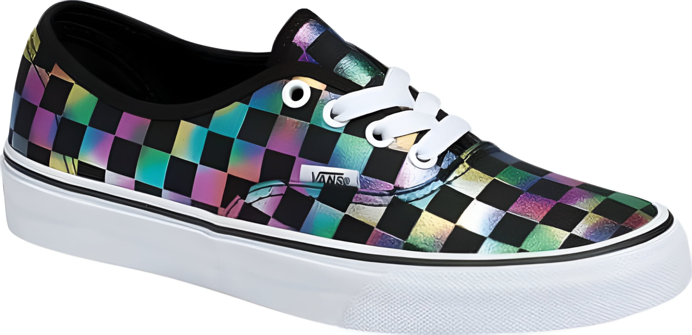 Vans Authentic Iridescent Check Black Canvas Shoes Mens Size good 4.5 Womens Size 6