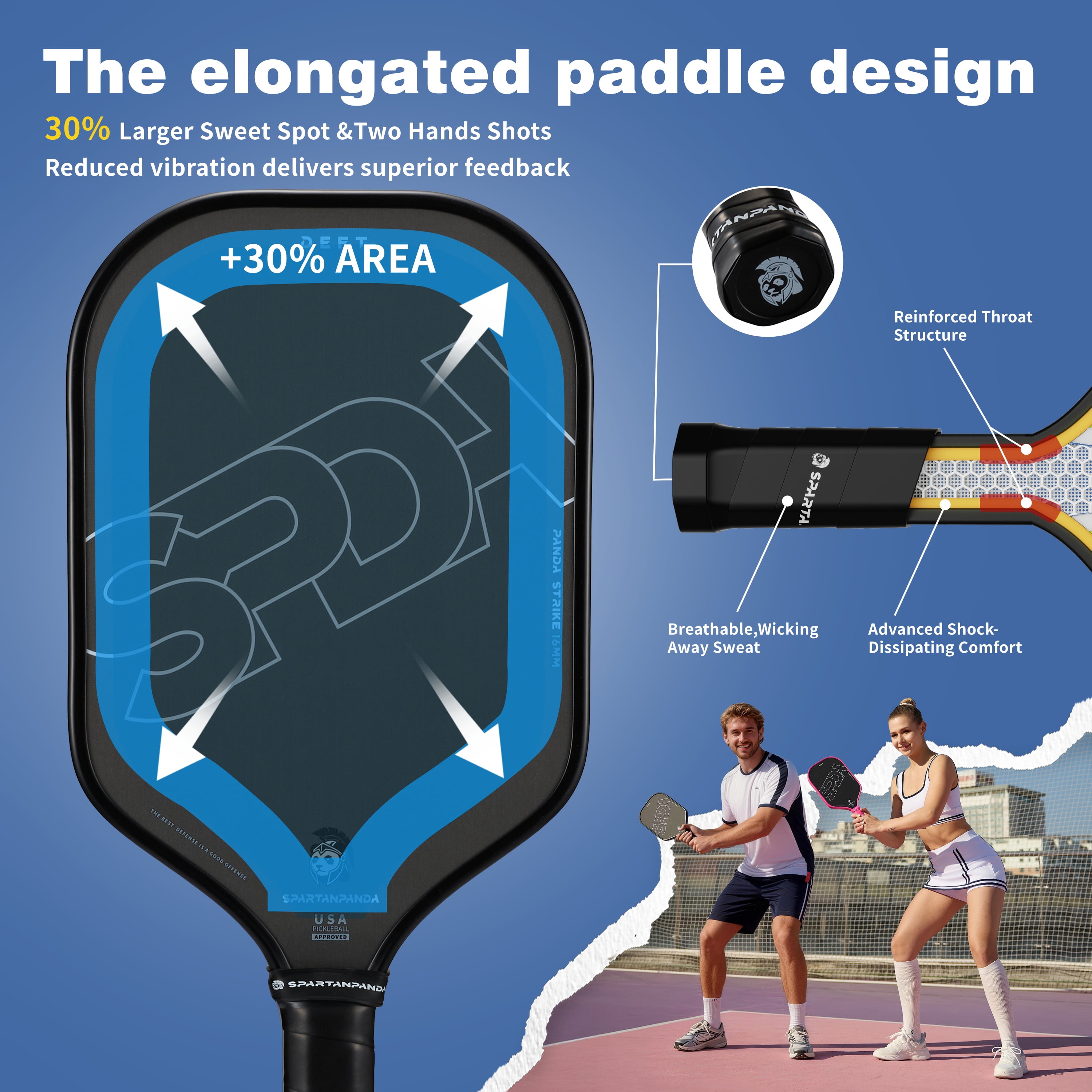 Professional Pickleball Paddle , T700 Carbon Fiber, 16mm Elongated Lightweight Edge Pickle-Ball Racket for Pro Control Players