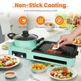 thumbnail image 3 of TeqHome 3 in 1 Electric Hot Pot with Grill 1600W Independent Temperature Control Smokeless Non-Stick Pot and Griddle for Korean BBQ Steaks Shabu Shabu and Noodles Fast Heating Green, 3 of 11