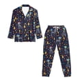 thumbnail image 4 of DISNIMO Skull Flower Print Womens Pajama Sets 2 Piece Pj Sets Long Sleeve Button Down Sleepwear Nightwear Soft V Neck Lounge Set with Long Pants, 4 of 7
