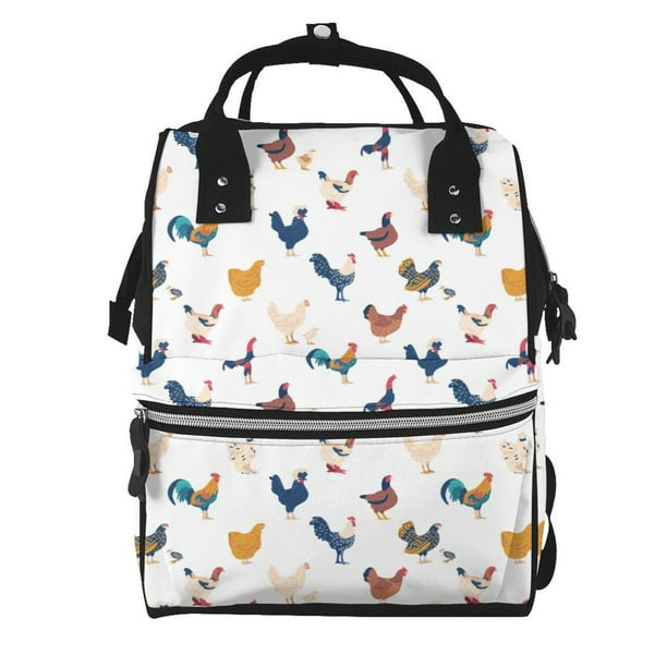 Fotbe Various Rooster Mochila Maternidad - Lona de Sarga Impermeable, Mochila de Pañales de Gran Capacidad con Múltiples Bolsillos y Correas Ajustables